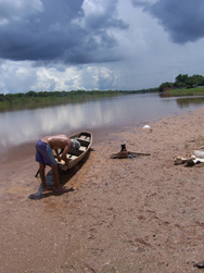 Man preparing fishing boat