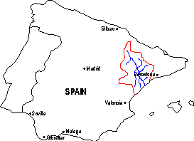 Location of the Ebro river