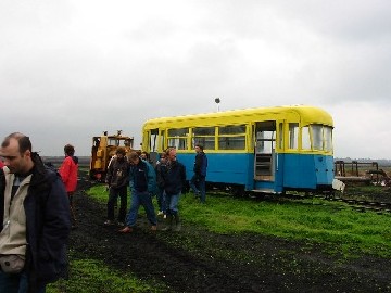a train used to transport peat workers at Baupte peatland
