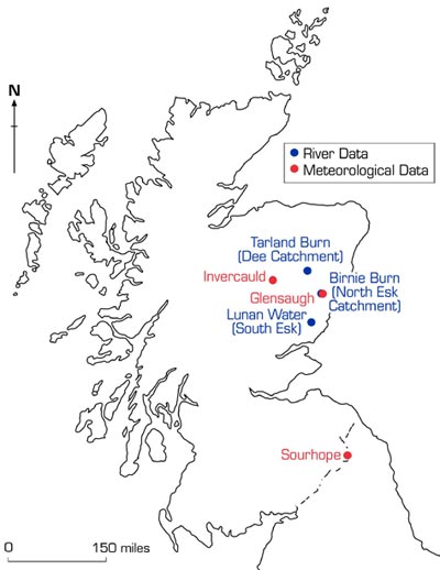 Map of Scotland showing ECN monitoring sites