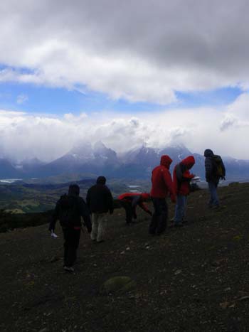 Scientists on mountain in Patagonia